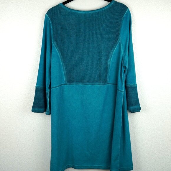 Soft Surroundings Teal Embroidered Beaded Tunic Dress Large‎ Boho Luxe - Picture 6 of 10